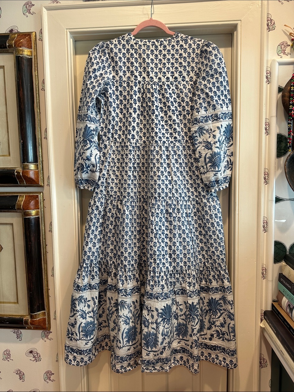 Madison Mathew’s Blue & White Floral Tiered Midi Dress - Picture 3 of 3